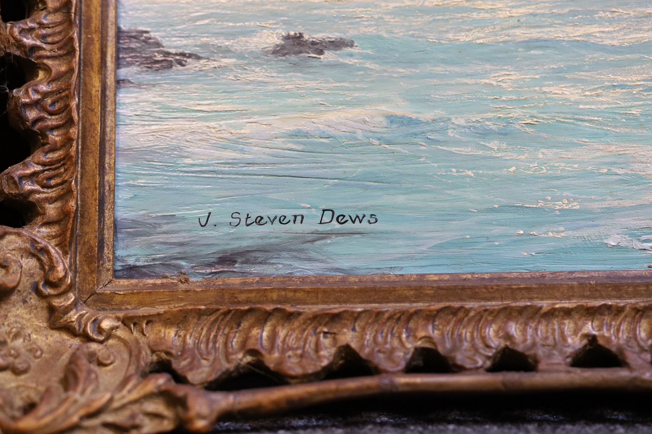 John Steven Dews (b.1949), 'Cromdale, wrecked under The Lizard, May 23rd 1913', oil on canvas, 30 x 45cm